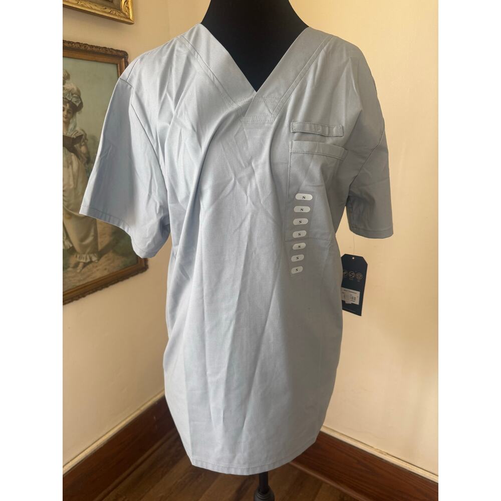 NWT Cherokee Workwear Scrub Top Men’s Small Gray V-Neck Medical